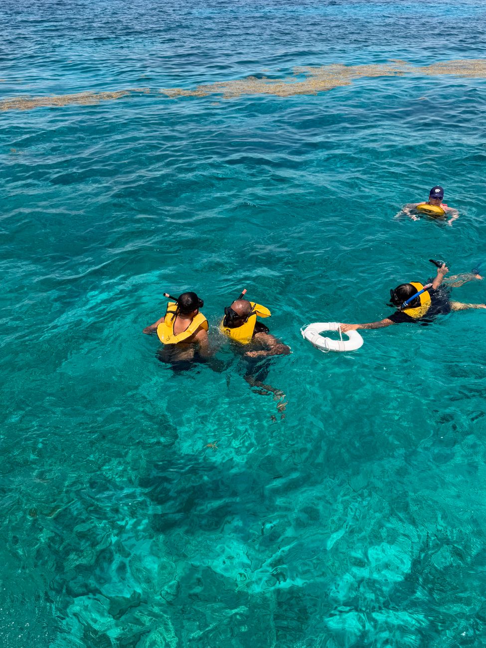 Snorkelaars in helder, kleurrijk tropisch water